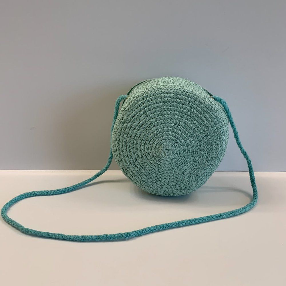 Woven Round Boho/Island Crossbody Bag- Mint Sea Green - NWT